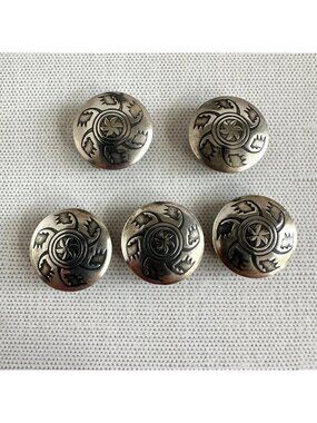 Navajo Sterling Silver Button Covers Set of 5 Stamped Spiral Motif